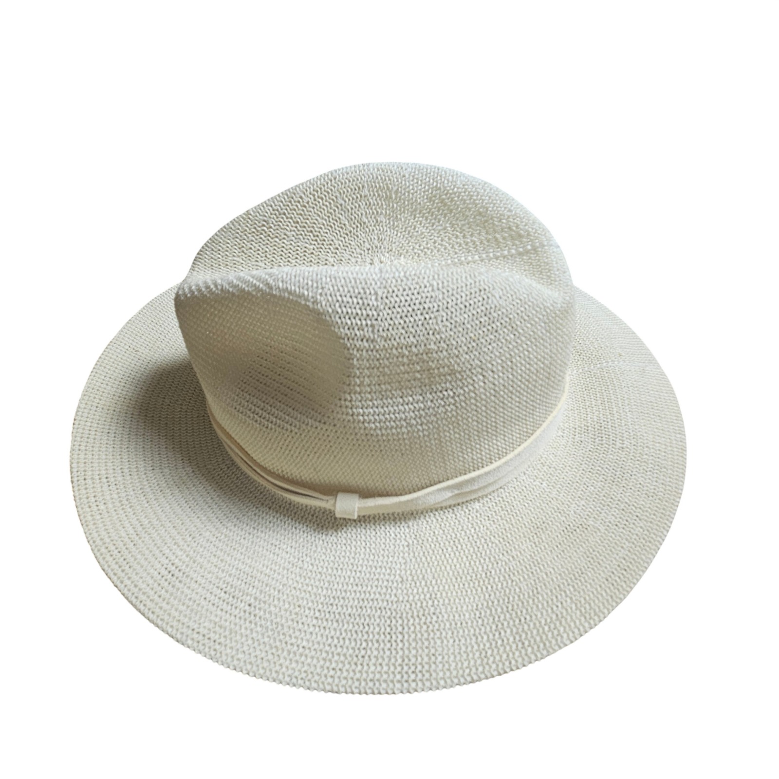 Wyeth Woven Straw Fedora Wide Brim Sun Hat One O/S Resort Travel Quiet Luxury